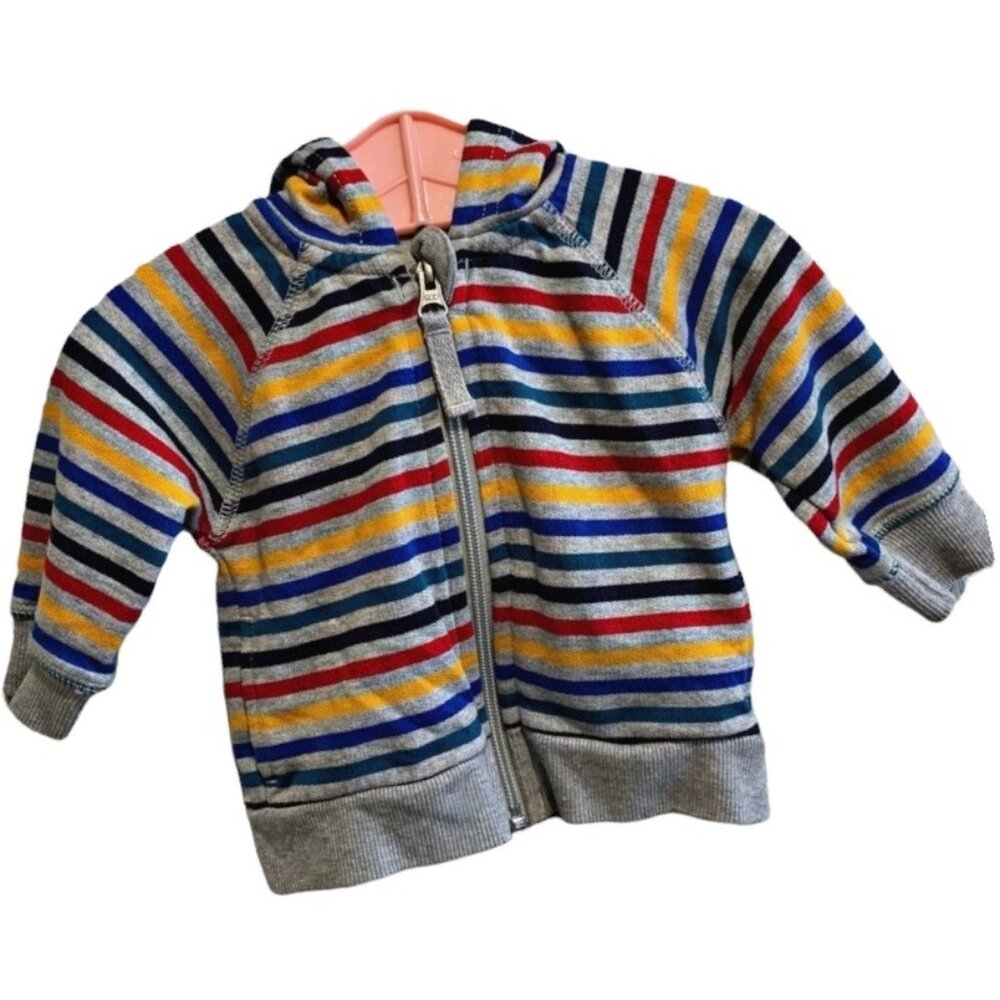 Hanna Andersson Striped Basic Bear Hoodie 3-6 Months
